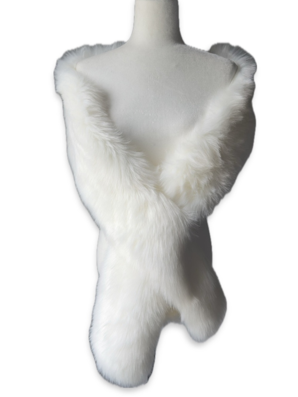 White Faux Fur Wrap Stole - Classic Wedding Accessory